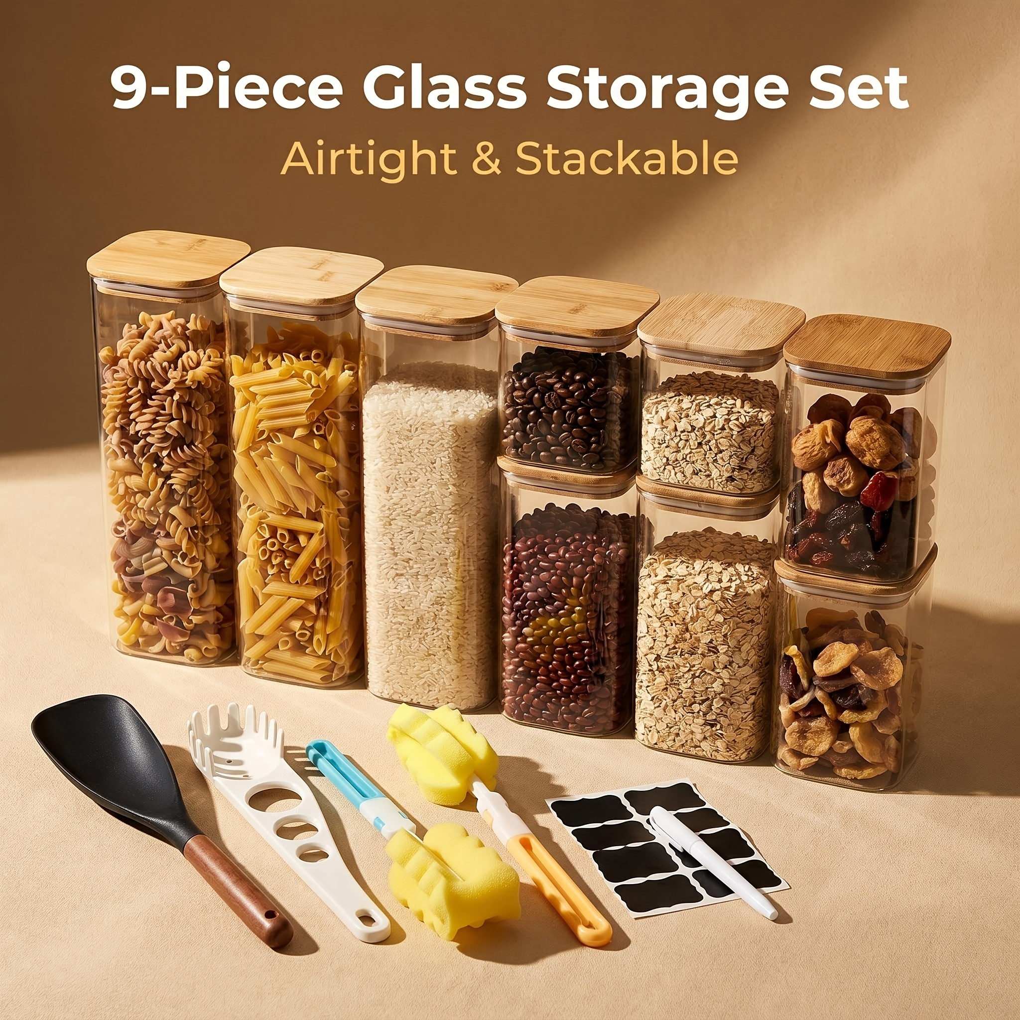 6/9pcs Set of Glass Storage Ja - Coffee Equipment Used avaliação e preço